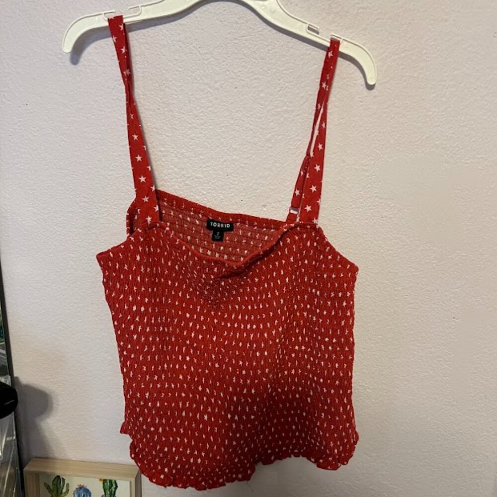 Torrid size 2 strappy red with white stars top